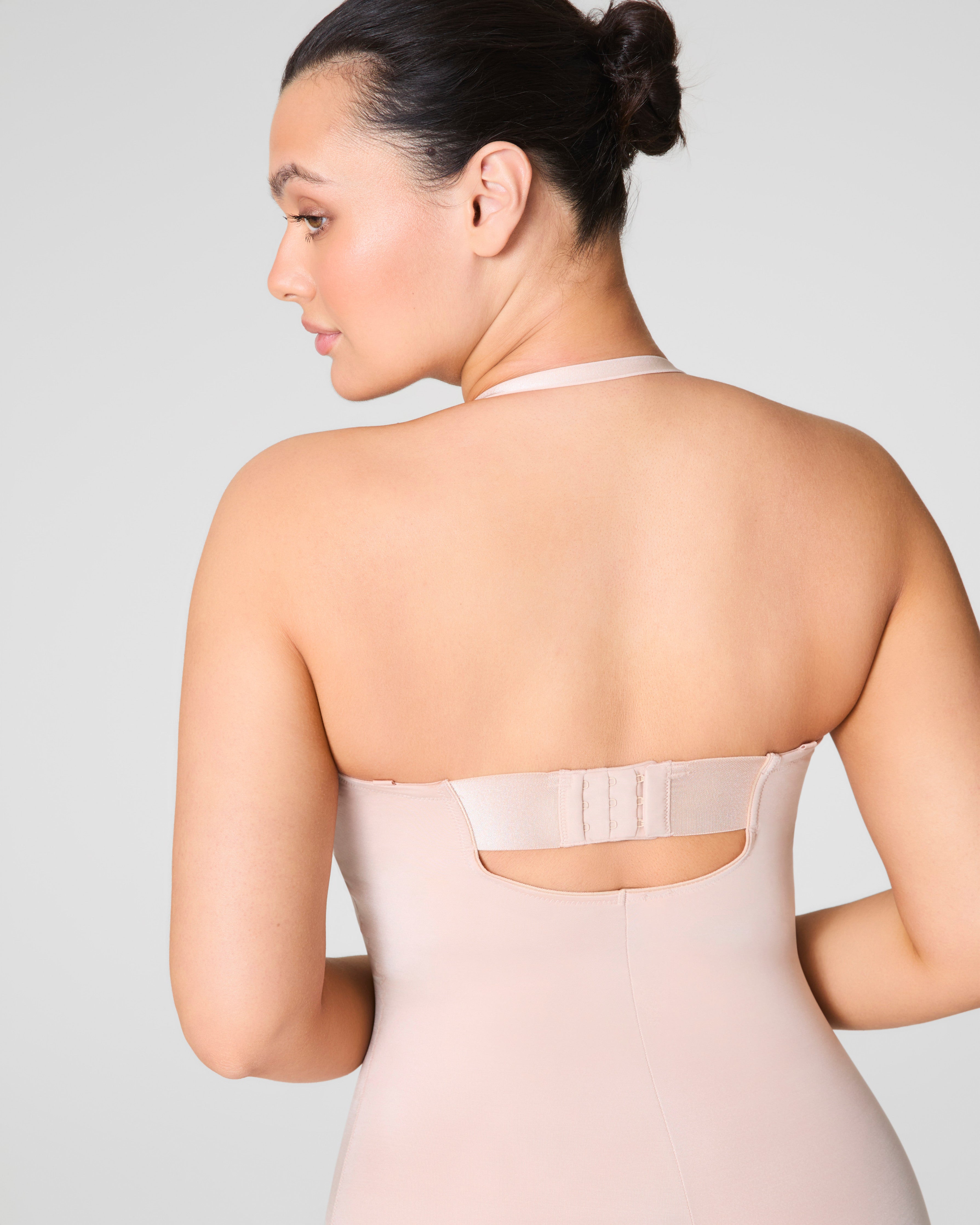 SPANXshape™ Suit Your Fancy Strapless Cupped Mid-Thigh Bodysuit | Champagne Beige