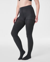 SPANXshape™ Rib Knit Shorty Tights | Charcoal Heather Cozy Rib