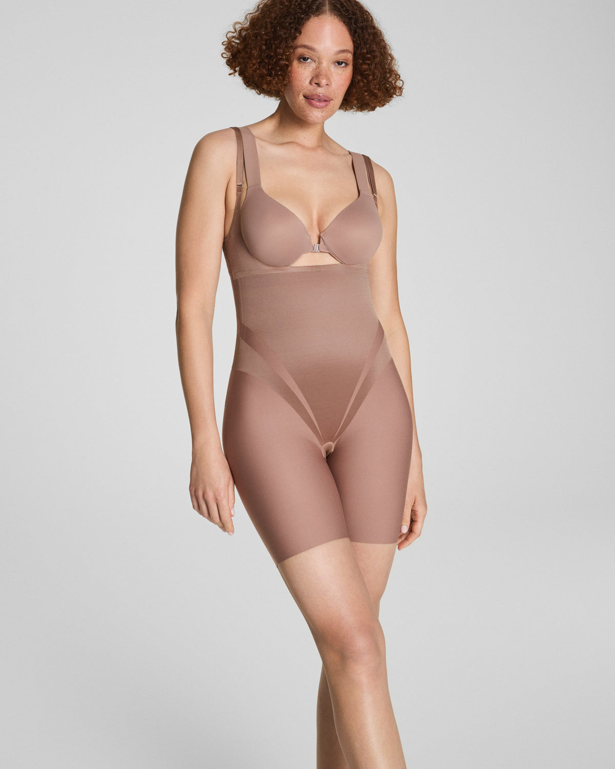 SPANXsupersculpt™ Transform Open-Bust Mid-Thigh Bodysuit | Cafe Au Lait