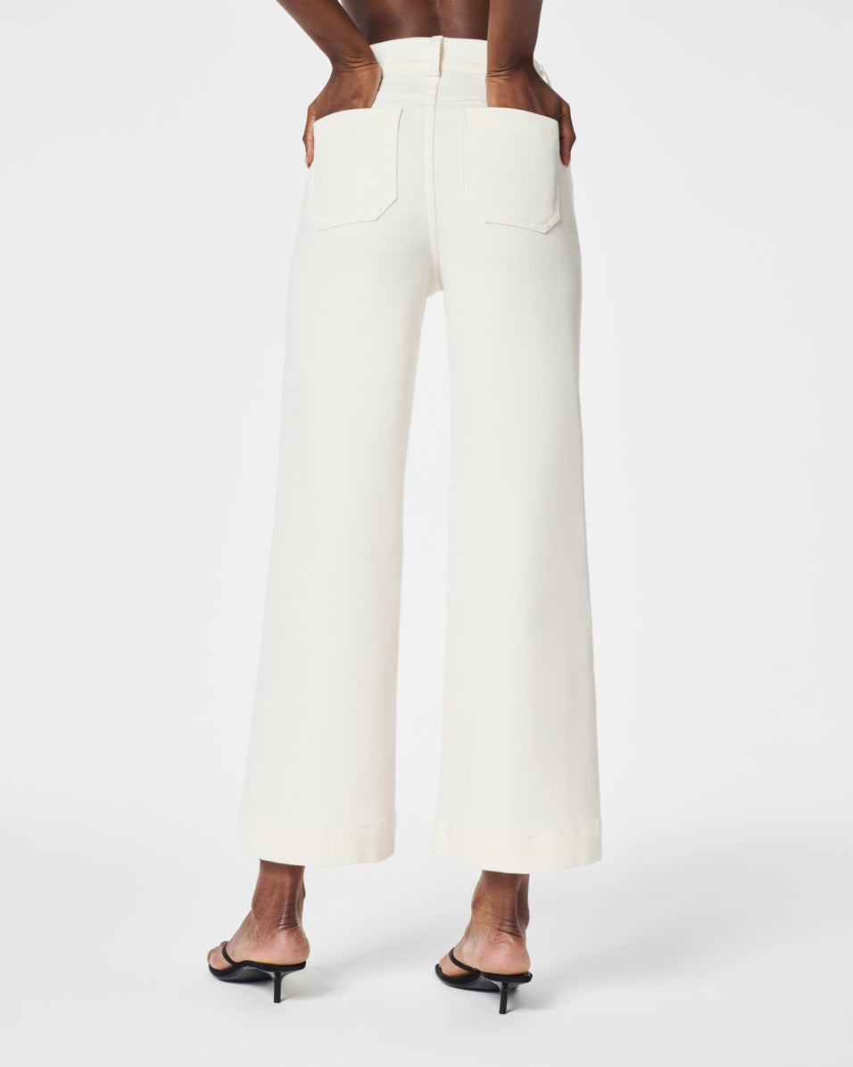 SPANXshape™ Original EveryWear Cropped Wide Leg Jeans with Patch Pockets | Ecru