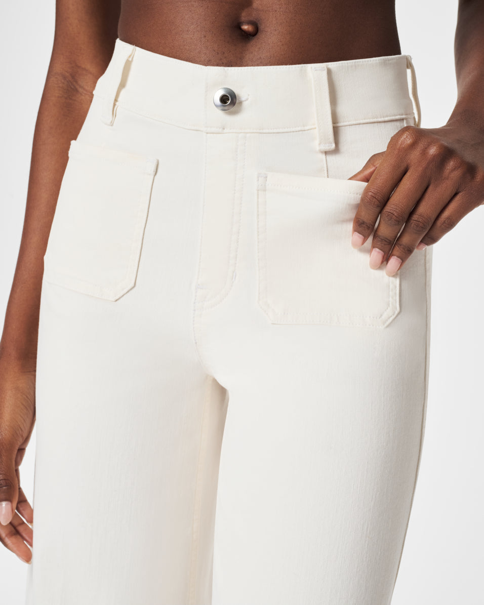 SPANXshape™ Original EveryWear Cropped Wide Leg Jeans with Patch Pockets | Ecru