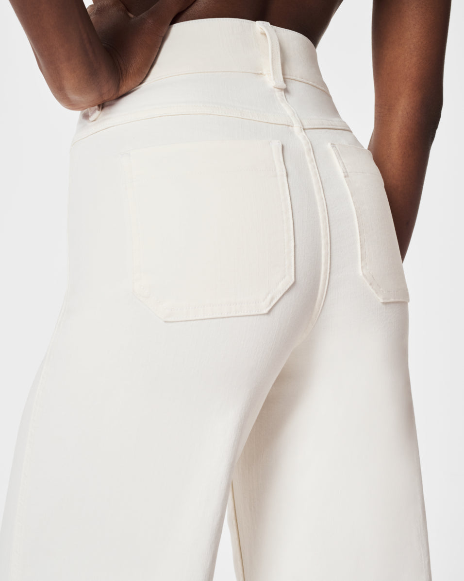 SPANXshape™ Original EveryWear Cropped Wide Leg Jeans with Patch Pockets | Ecru