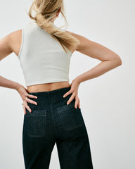 SPANXshape™ Original EveryWear Zero Waistband Cropped Wide Leg Jeans | Raw Indigo