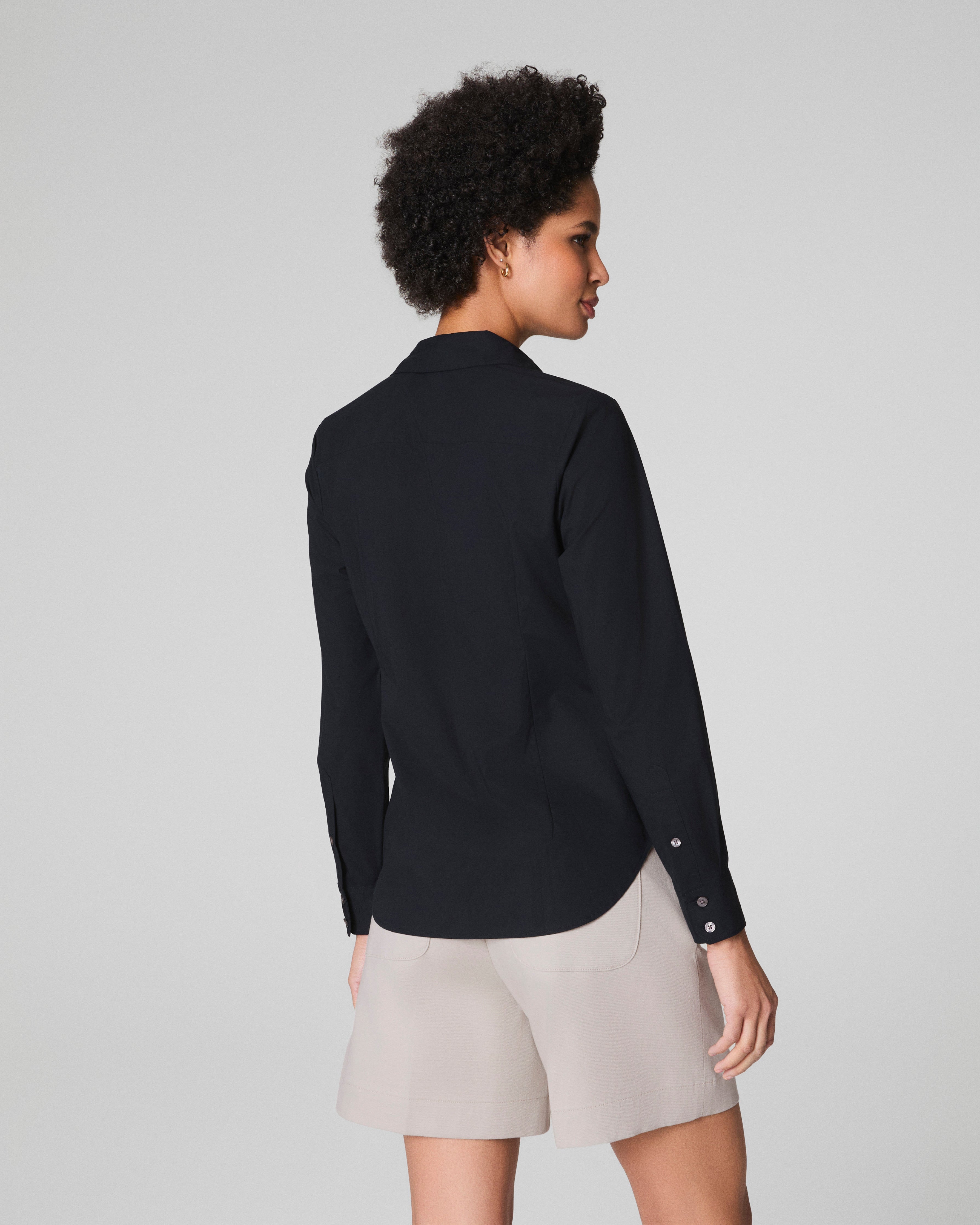 SPANX® Poplin No-Gape Tailored Shirt | Classic Black