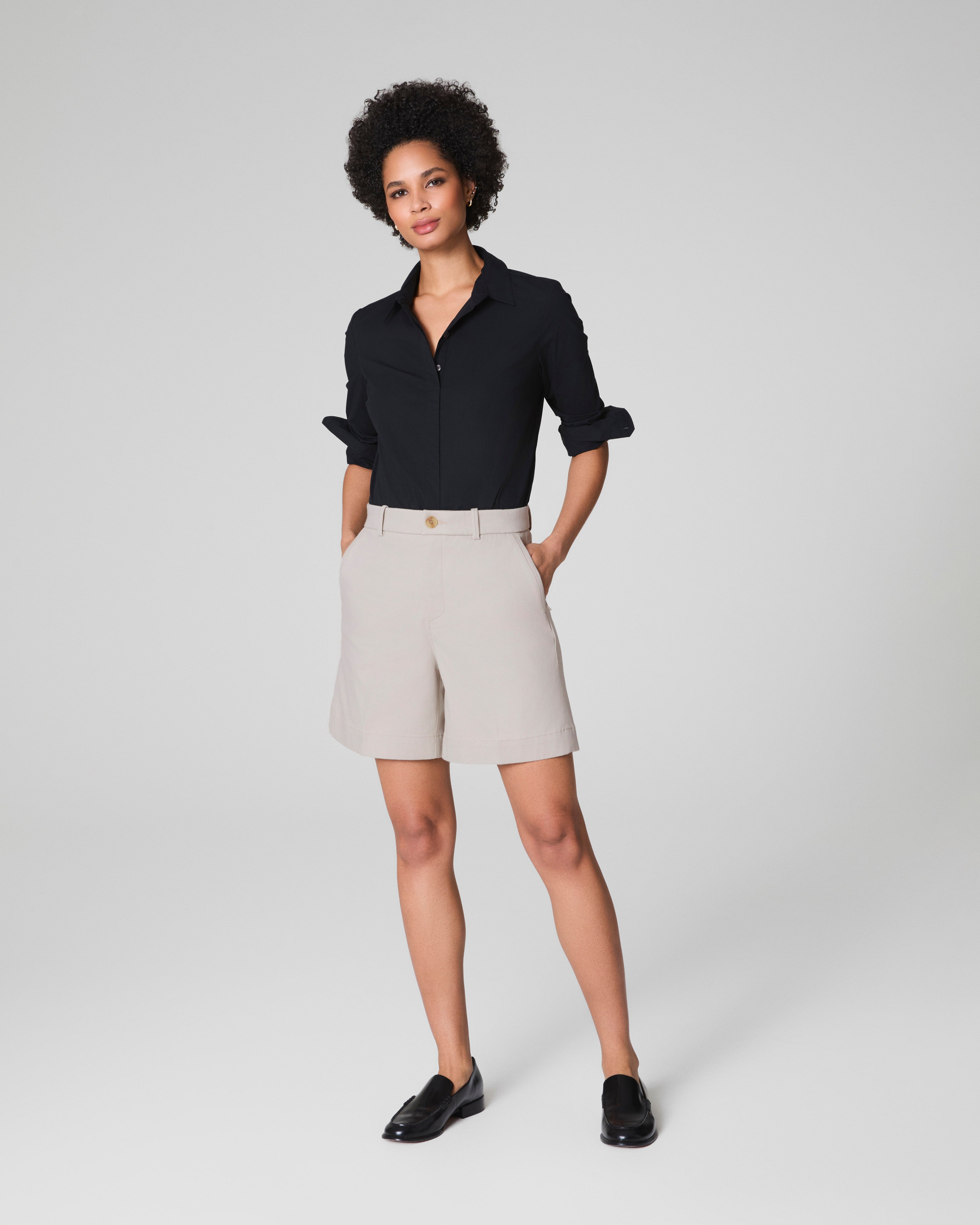 SPANX® Poplin No-Gape Tailored Shirt | Classic Black