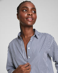 SPANX® Poplin Oversized Button-Up Shirt | Classic White/Timeless Navy