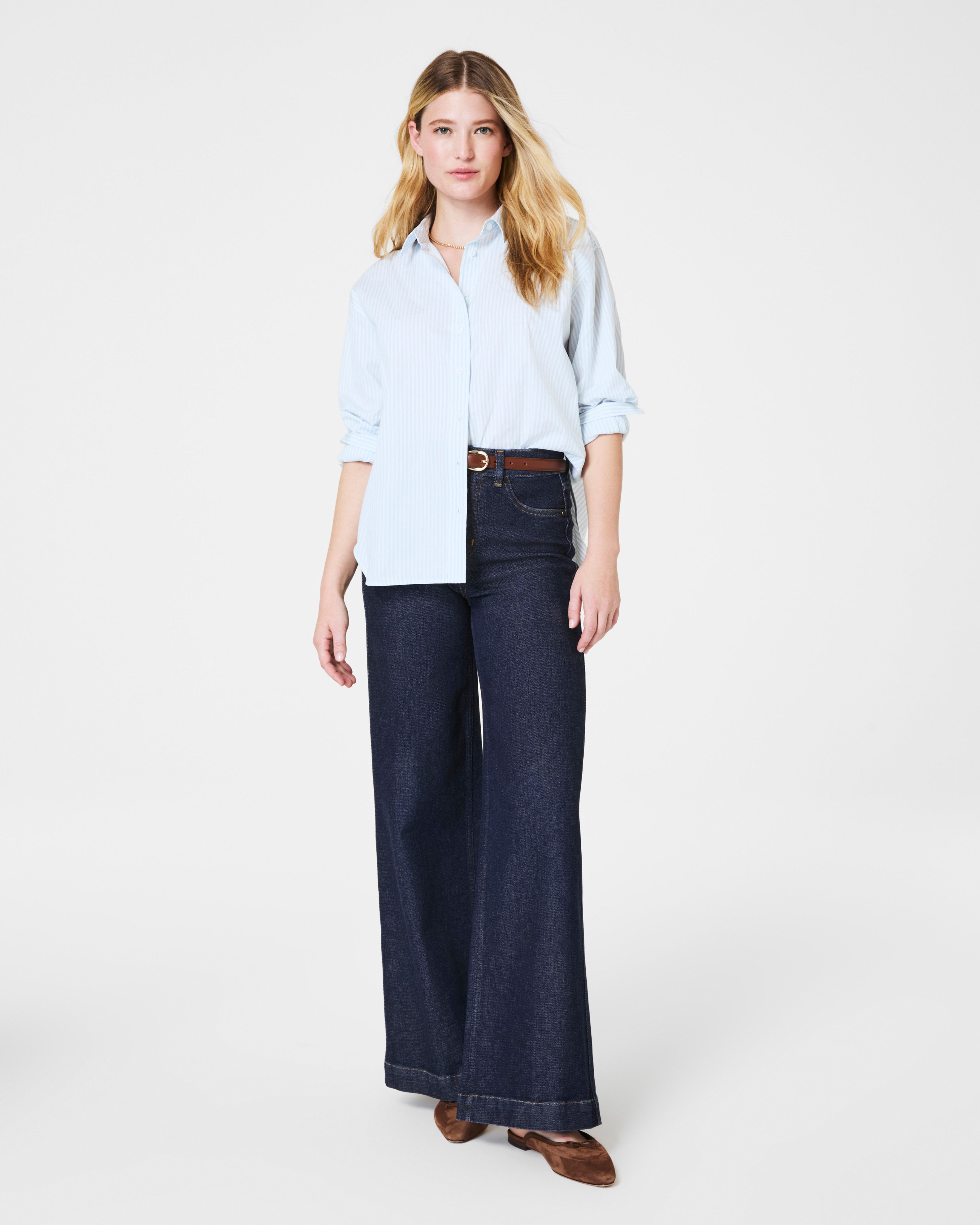 SPANX® Poplin Oversized Button-Up Shirt | Classic White/Sky