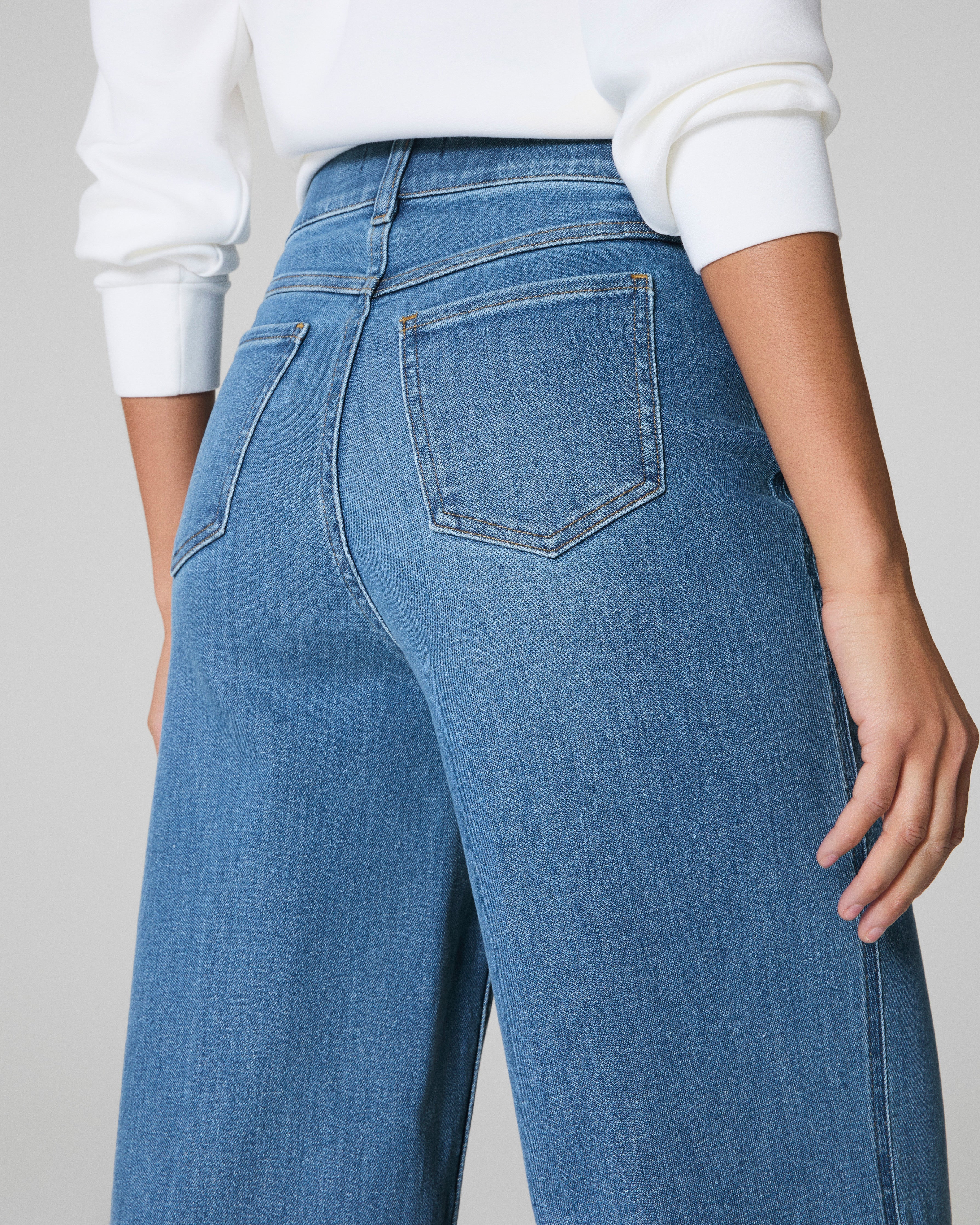 SPANXshape™ Original EveryWear Cropped Wide Leg Jeans | Stonewashed Blue