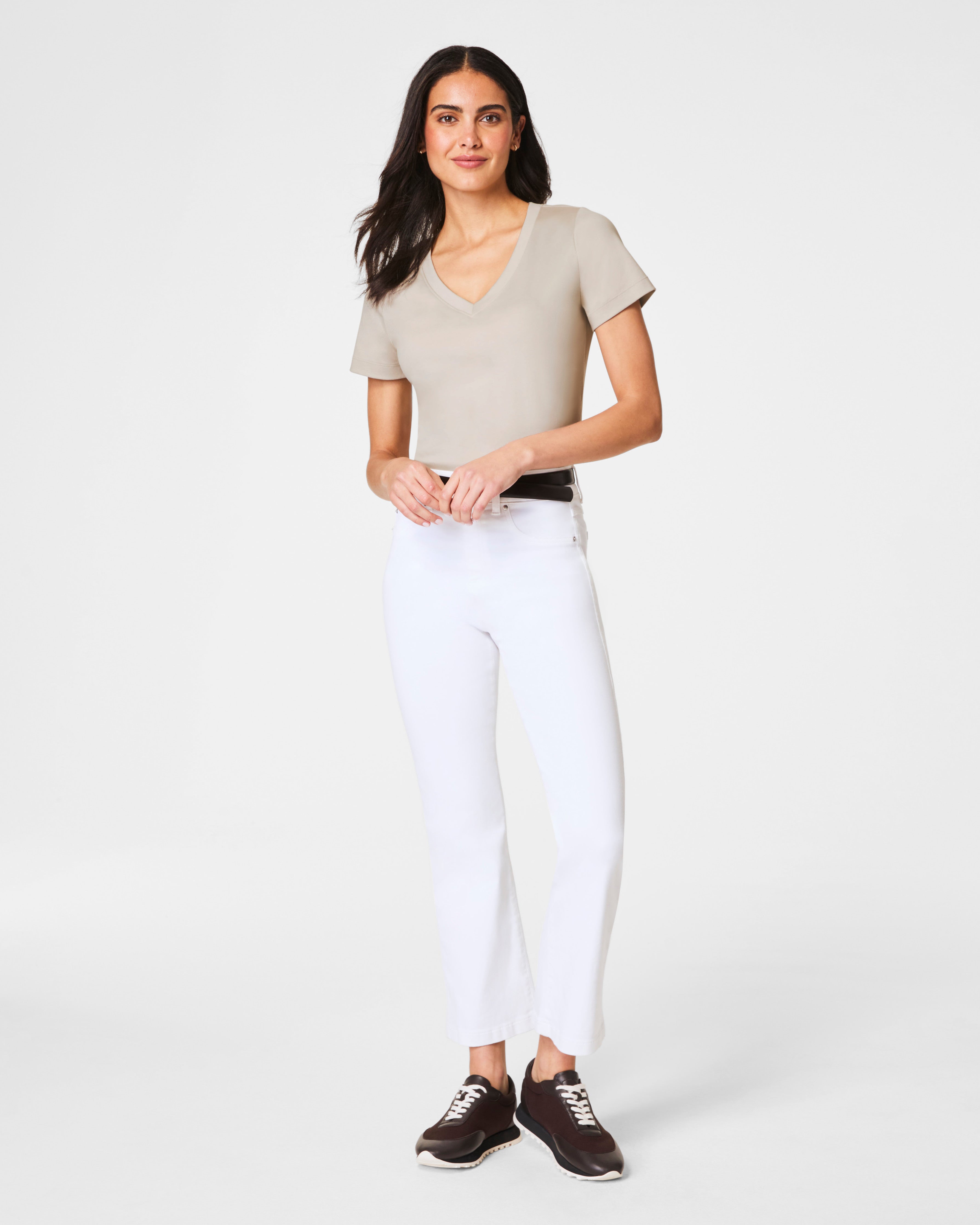 SPANX® Cotton V-Neck Tee | Bone