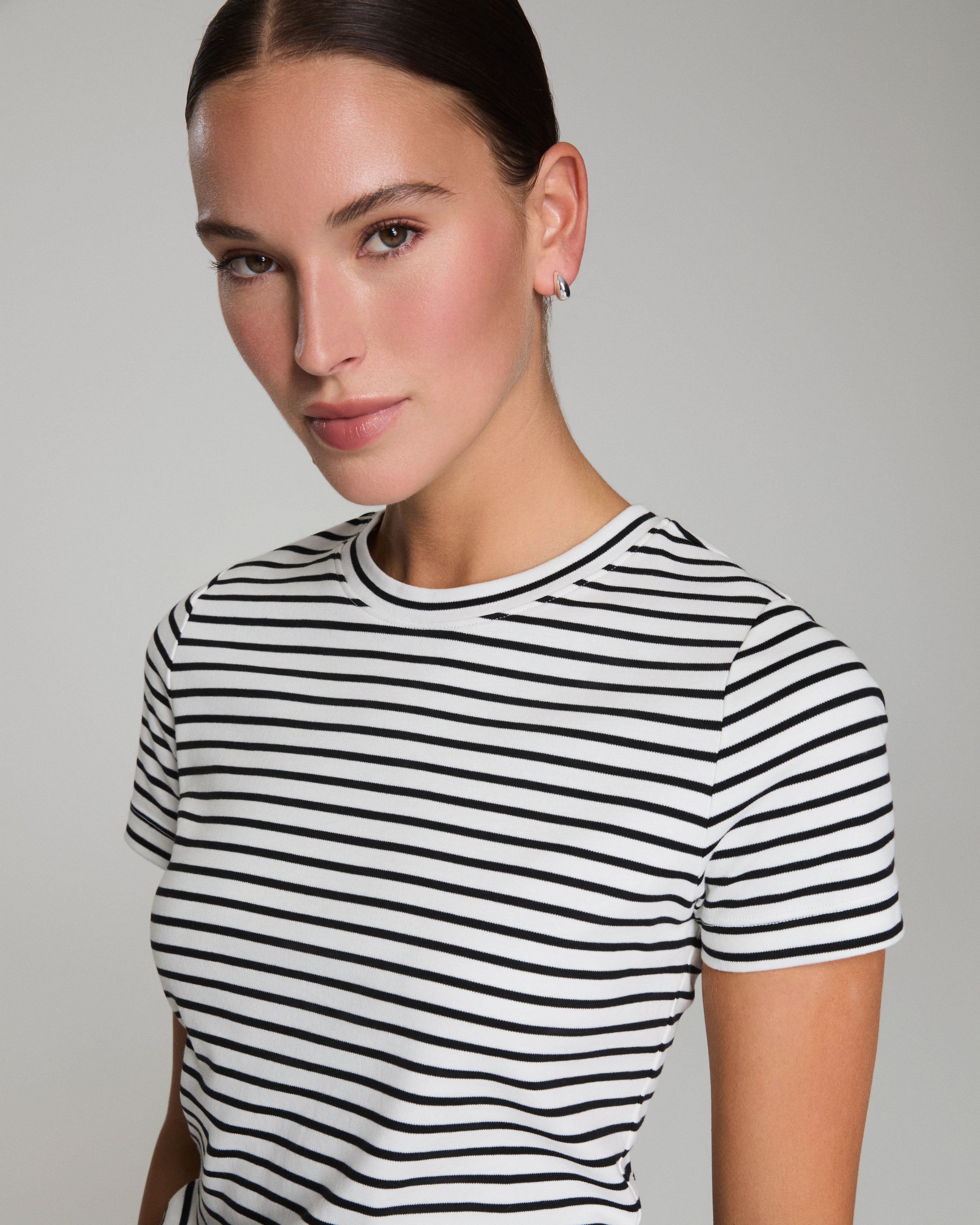 SPANX® Cotton Crewneck Tee | Classic Black Stripe