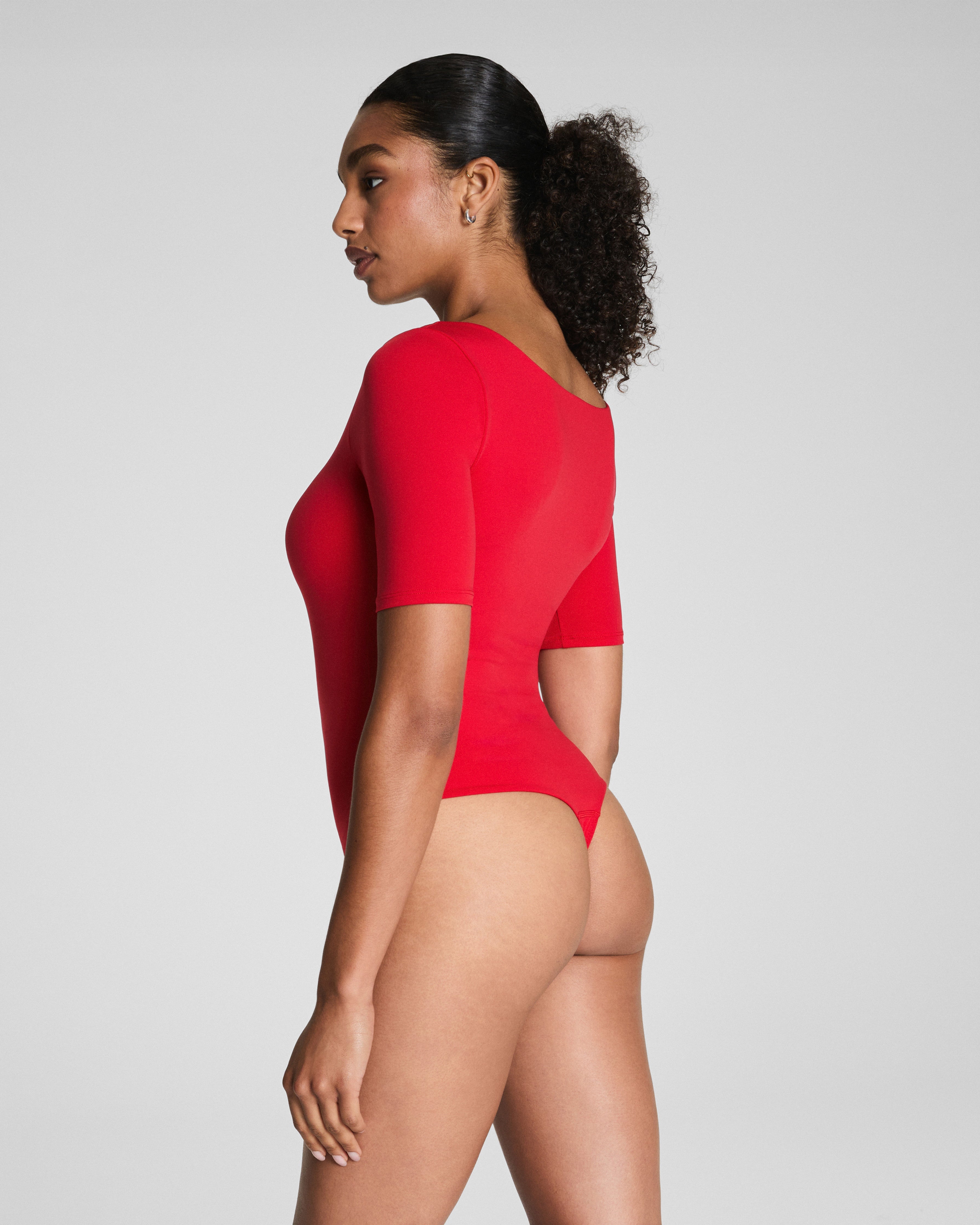 SPANXsmooth™ Jersey Square Neck Thong Bodysuit | Spanx Red