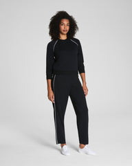 SPANX AirEssentials® Pique Long Sleeve Crewneck Top | Very Black
