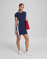 SPANX AirEssentials® Colorblock Mini T-Shirt Dress | Timeless Navy/Powder/Cerulean
