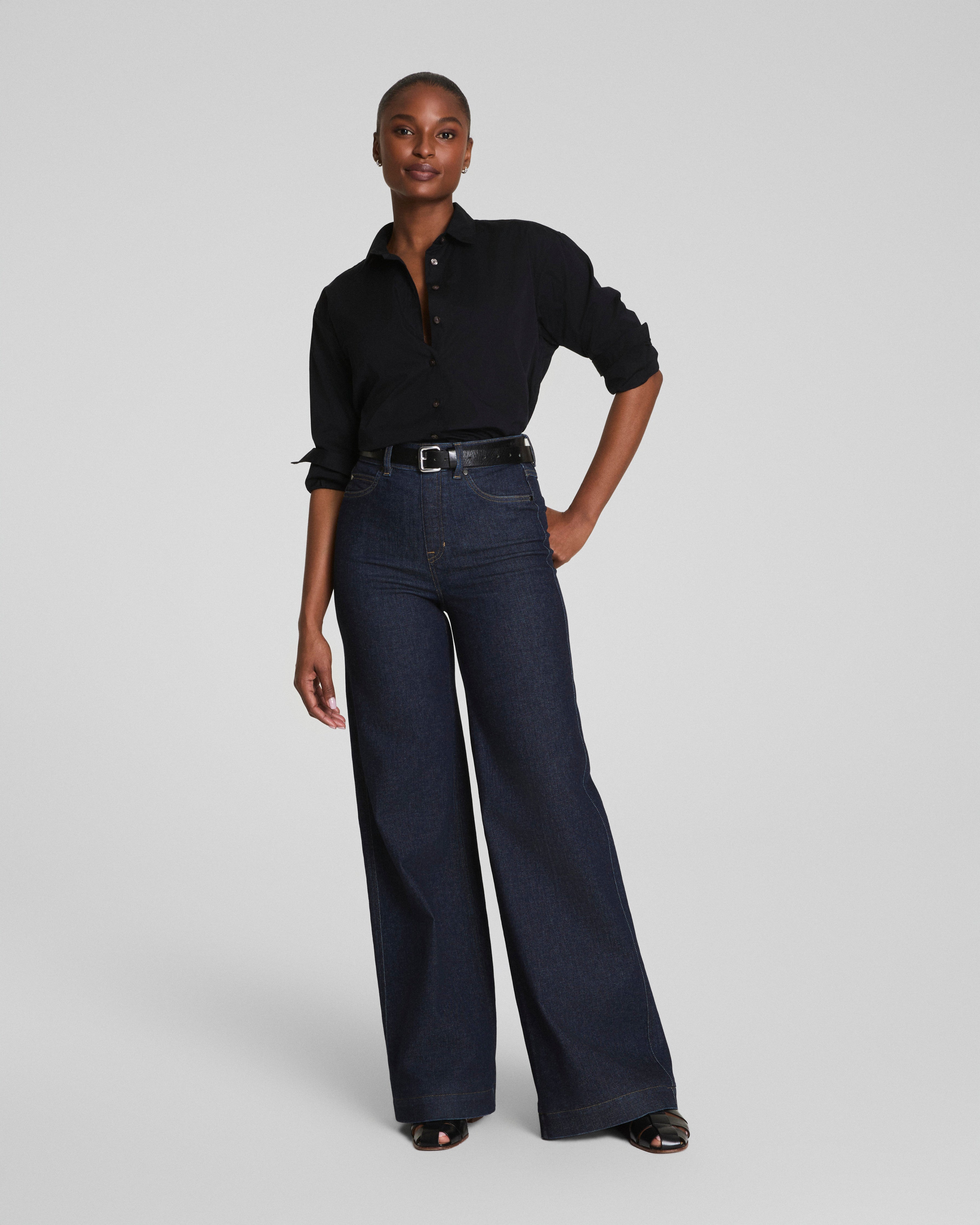 SPANX® Poplin Oversized Button-Up Shirt | Classic Black