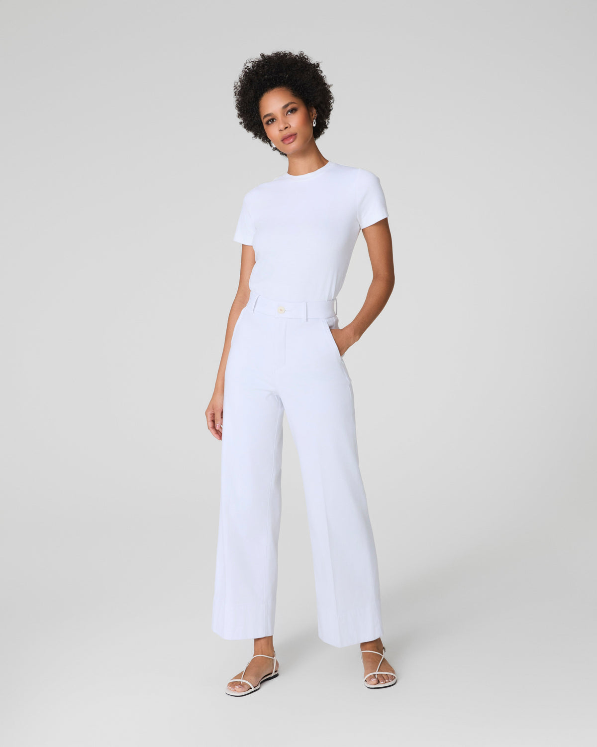 SPANXsupersmooth™ Stretch Twill Cropped Wide Leg Pant | Classic White