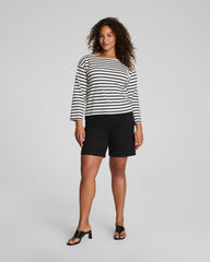 SPANX® Cotton Boatneck Top | Ivory/Classic Black