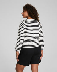 SPANX® Cotton Boatneck Top | Ivory/Classic Black