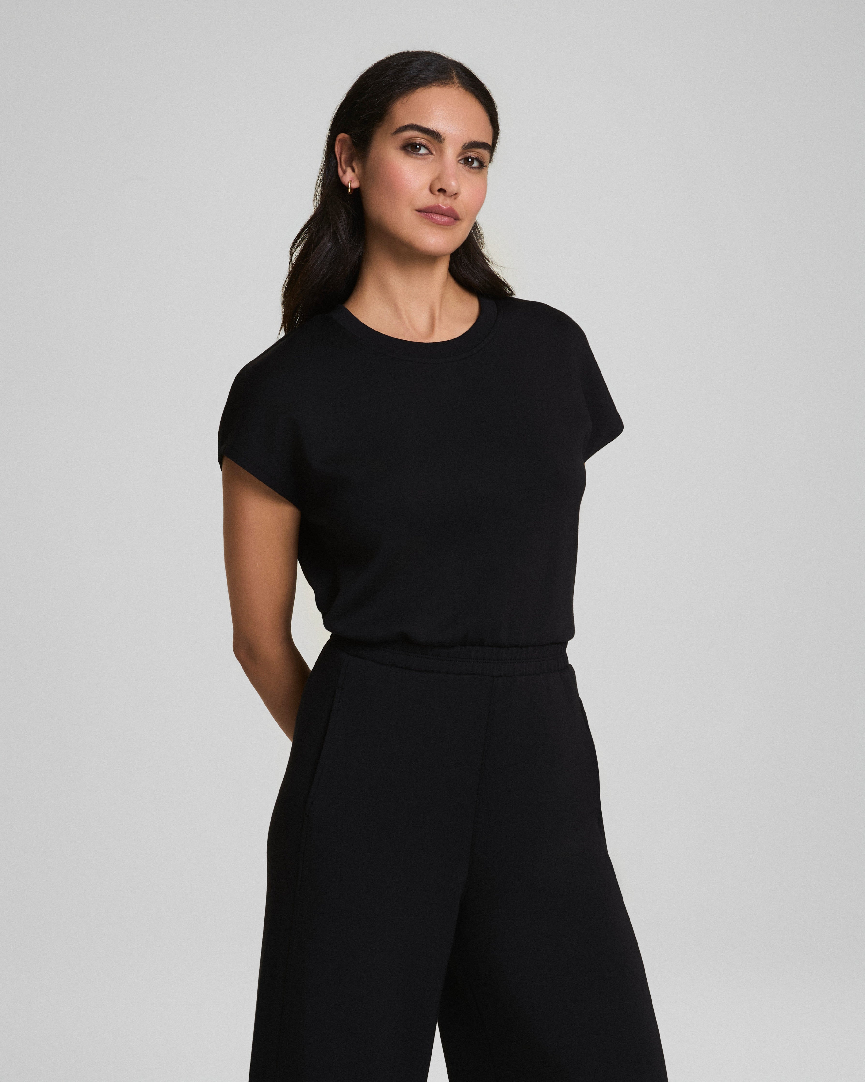 SPANX AirEssentials® Cap Sleeve Cinched Jumpsuit | Very Black