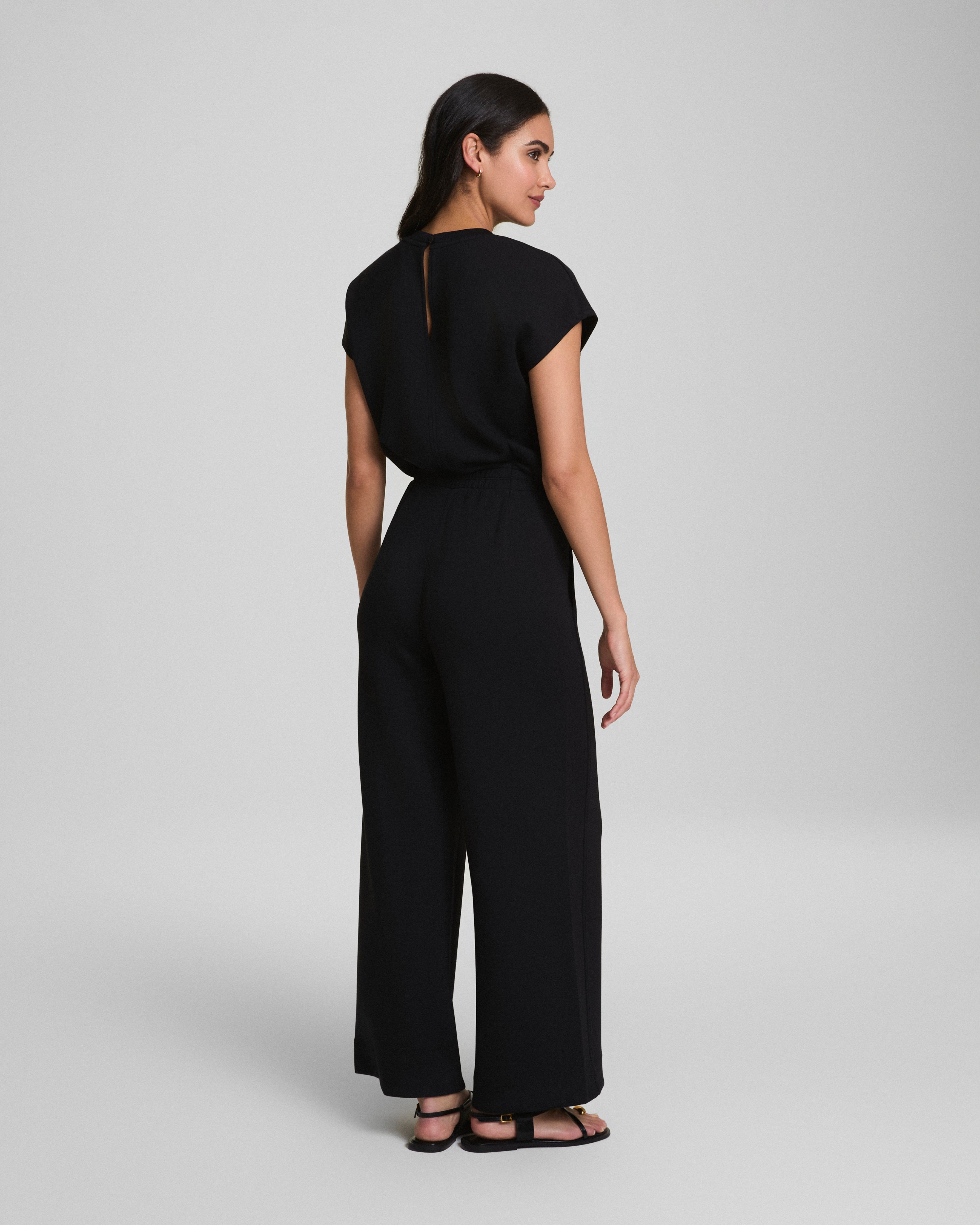 SPANX AirEssentials® Cap Sleeve Cinched Jumpsuit | Very Black