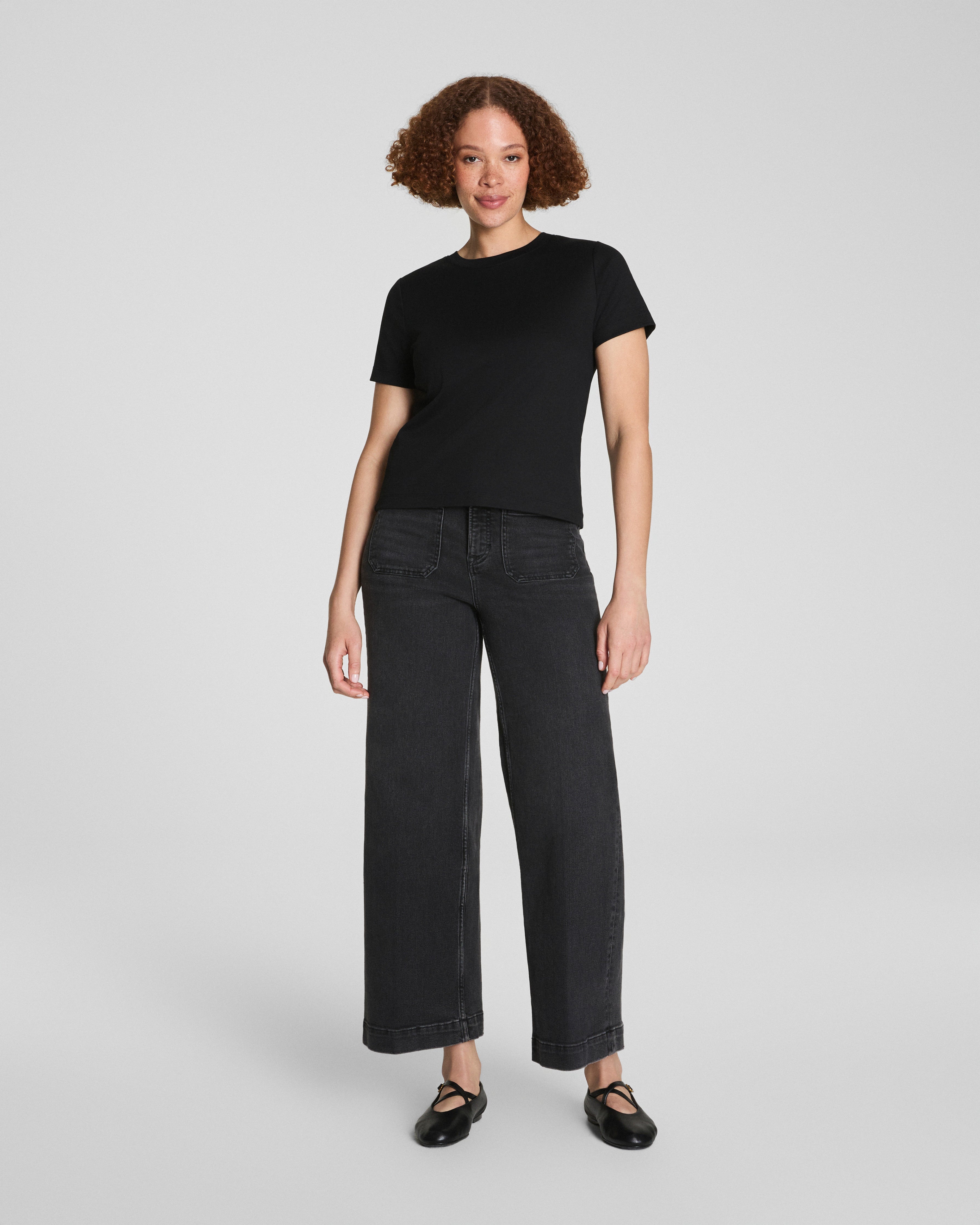SPANXshape™ Authentic 360 Cropped Wide Leg Jeans with Patch Pockets