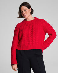 La Ligne Cropped Cable Marin Sweater | Spanx Red