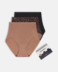 SPANXsmooth™ Fit-To-You Brief 3-Pack Box | Cafe Au Lait/Iconic Leopard/Very Black