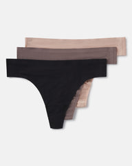 SPANXsmooth™ Fit-To-You Modal Thong 3-Pack Box | Champagne Beige/Smoke/Very Black