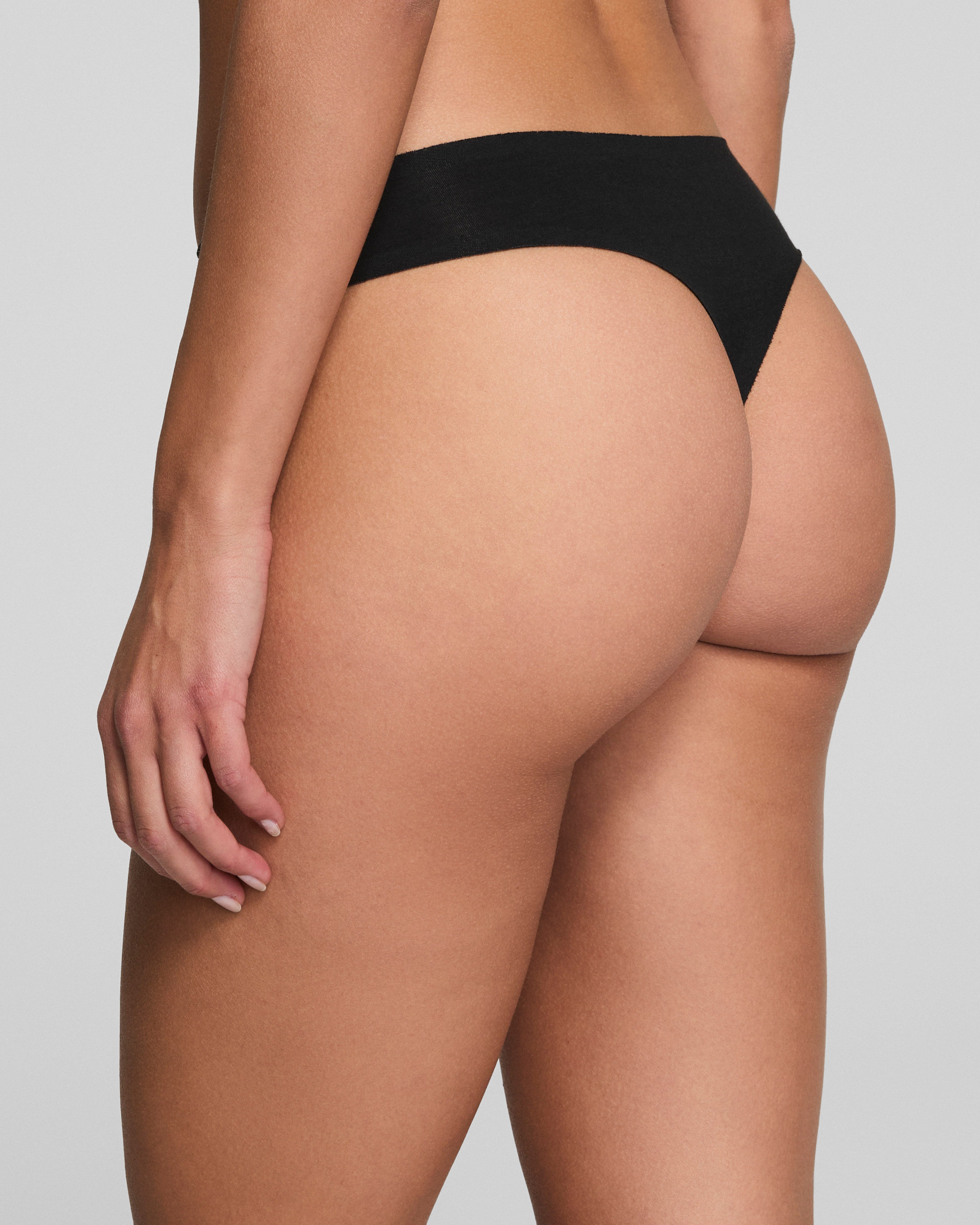 SPANXsmooth™ Fit-To-You Supima® Cotton Thong 3-Pack | Powder/Toasted Oatmeal/Very Black