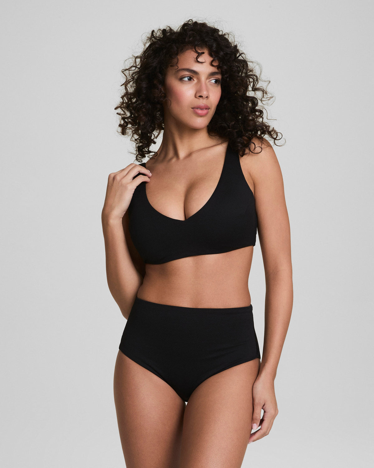 SPANXshape™ Swim Pique Plunge Bikini Top | Very Black