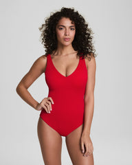SPANXshape™ Swim Pique Plunge One-Piece | Spanx Red