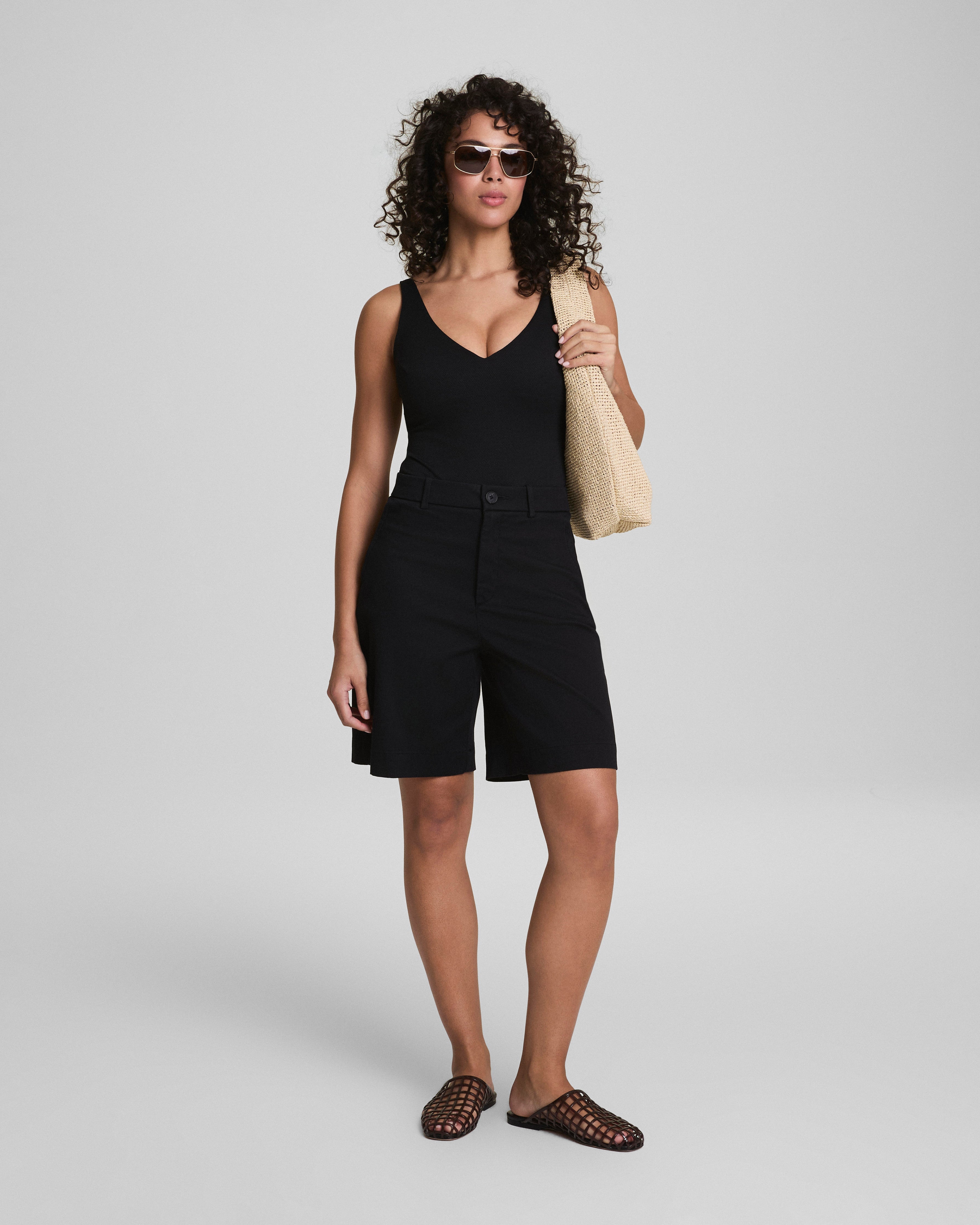 SPANXshape™ Swim Pique Plunge One-Piece | Very Black
