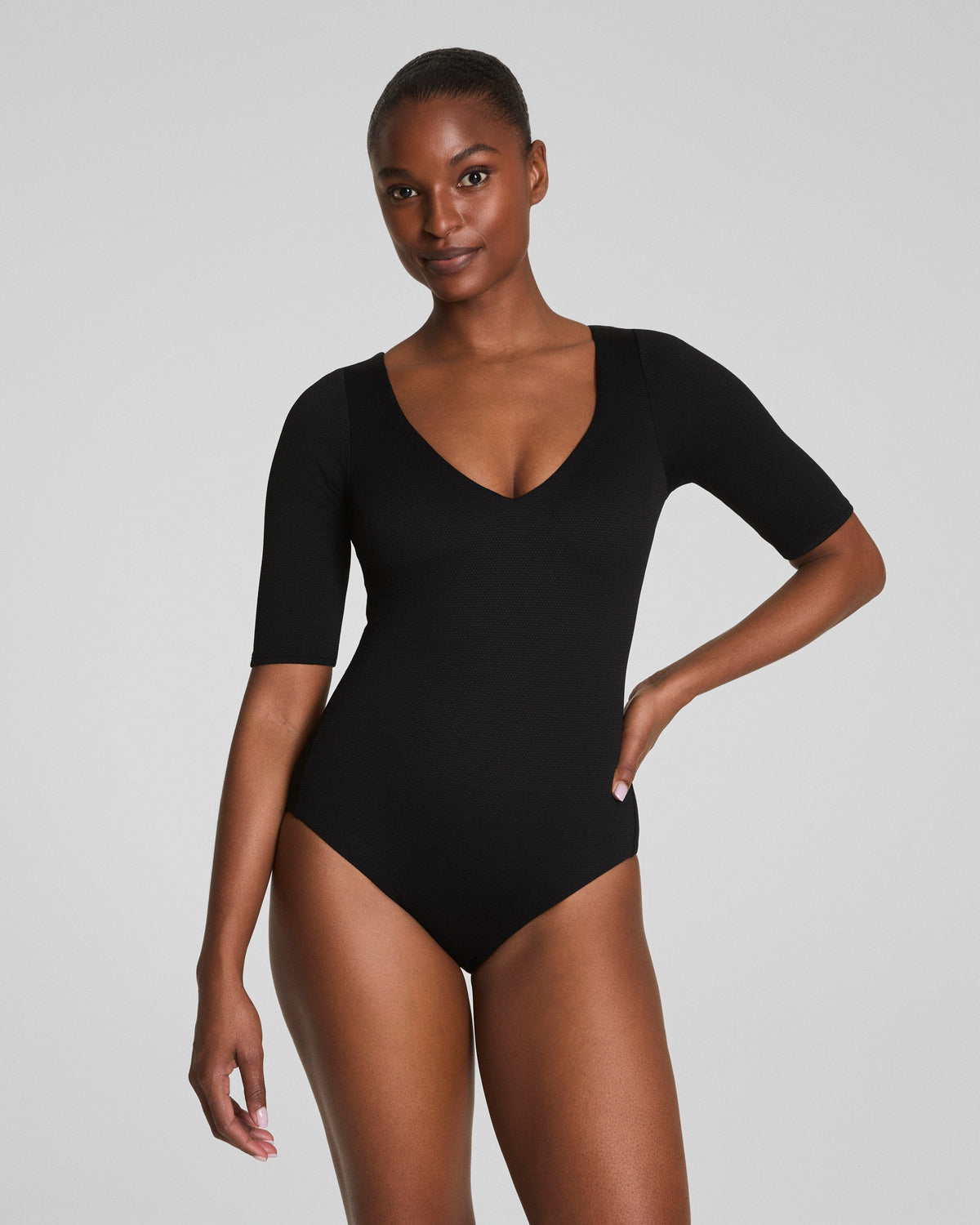 SPANXshape™ Swim Pique Short Sleeve One-Piece