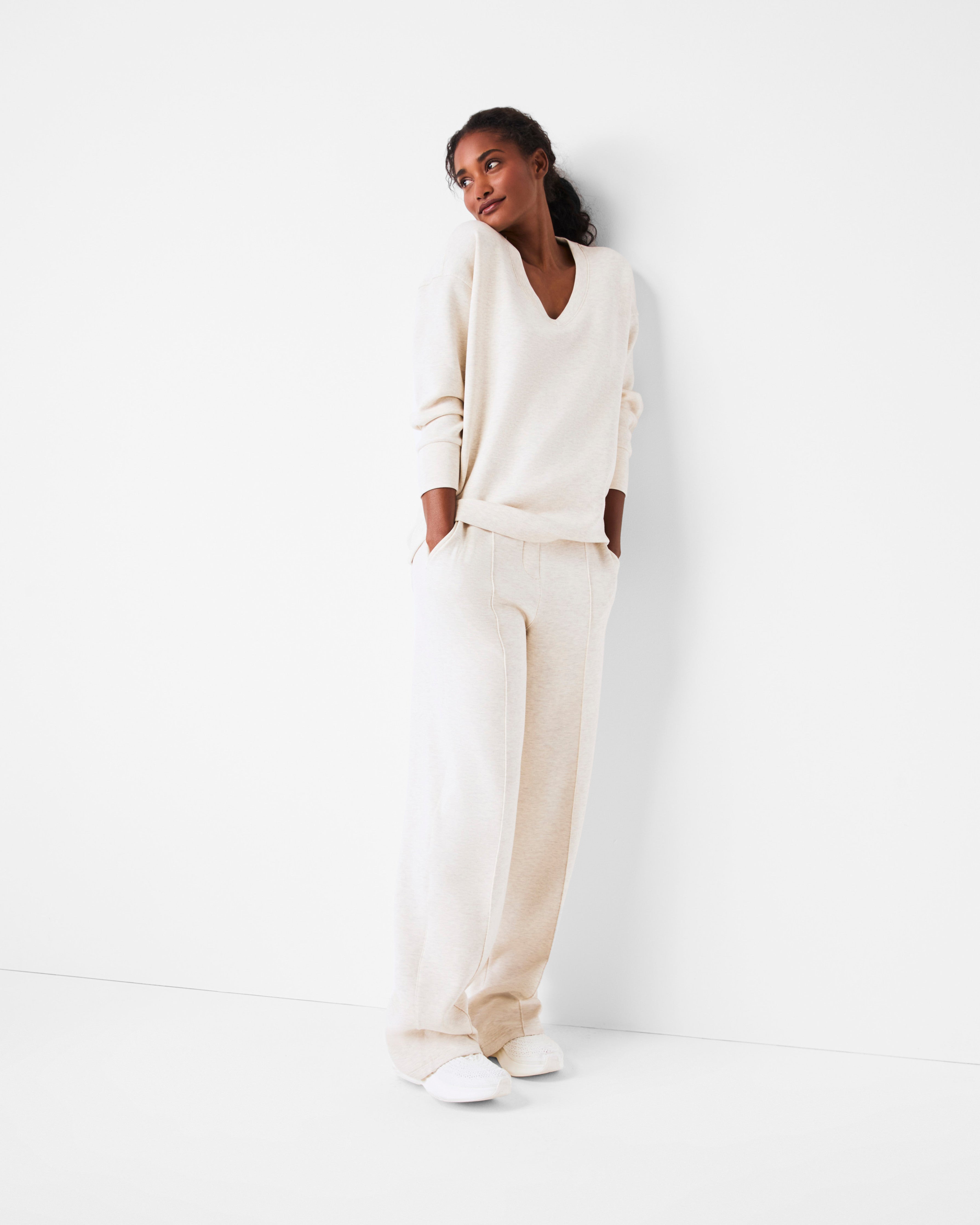 SPANX AirEssentials® Brushed Straight Leg Pant | Heather Cream
