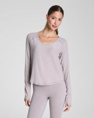 SPANX® SoftStretch Long Sleeve V-Neck Top | Coastal Fog / Light Coastal Fog