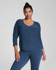 SPANX® SoftStretch Long Sleeve V-Neck Top | Timeless Navy / Dark Timeless Navy