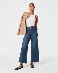 SPANXshape™ Original EveryWear Cropped Wide Leg Jeans with Patch Pockets | Shaded Blue