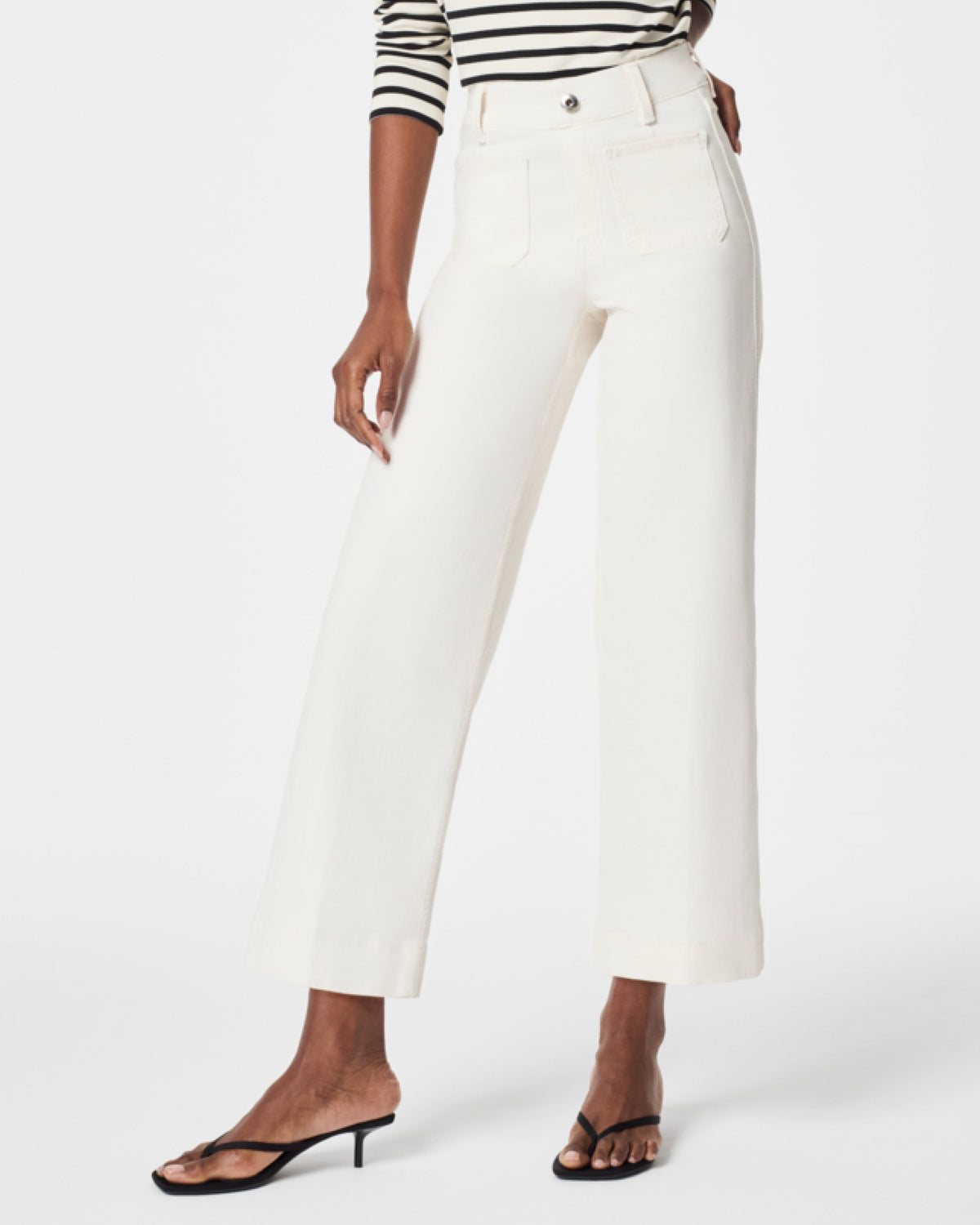 SPANXshape™ Original EveryWear Cropped Wide Leg Jeans with Patch Pockets | Ecru